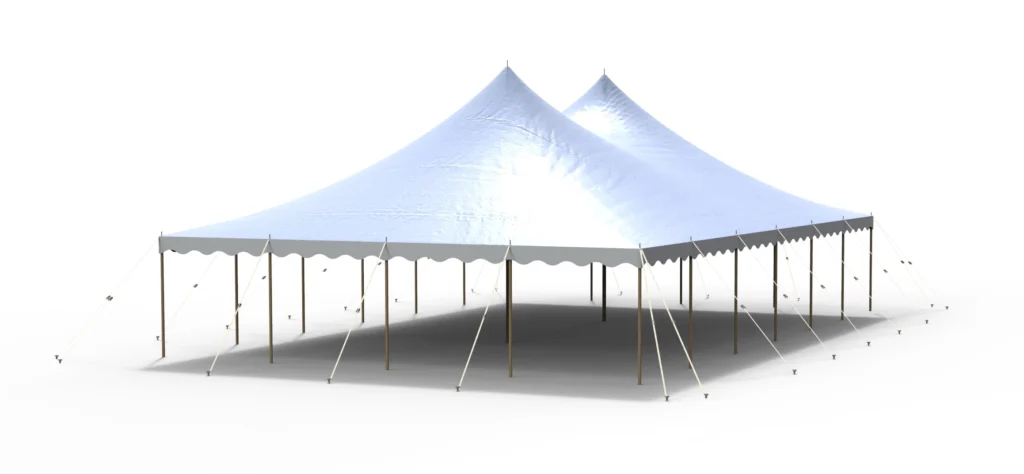 High-peak white Anchor Industries pole tent rendering for outdoor events