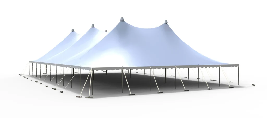White Anchor Industries tension tent rendering on open field