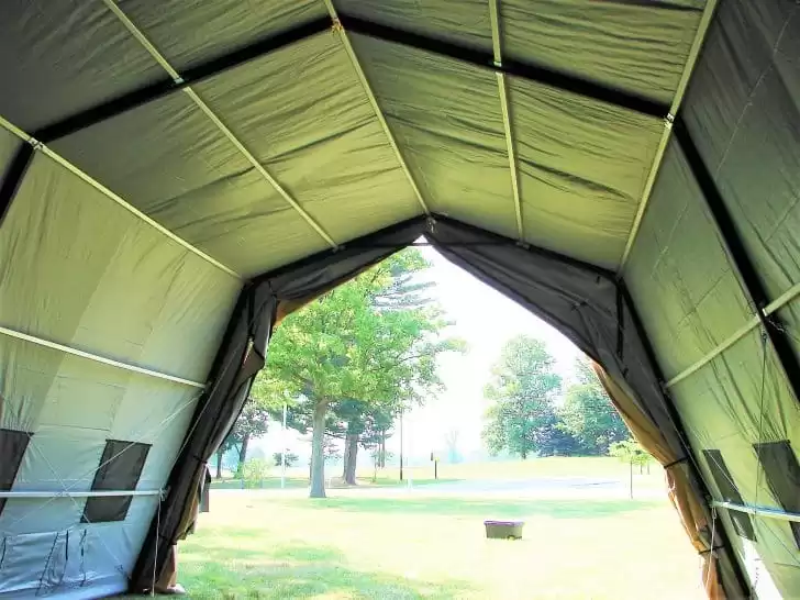 Interior view of Anchor Industries military shelter tent