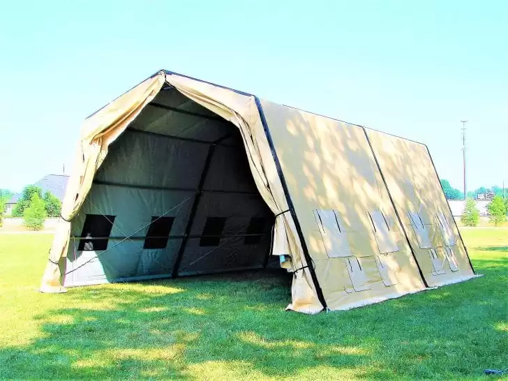 Anchor Industries large green military shelter tent outdoors