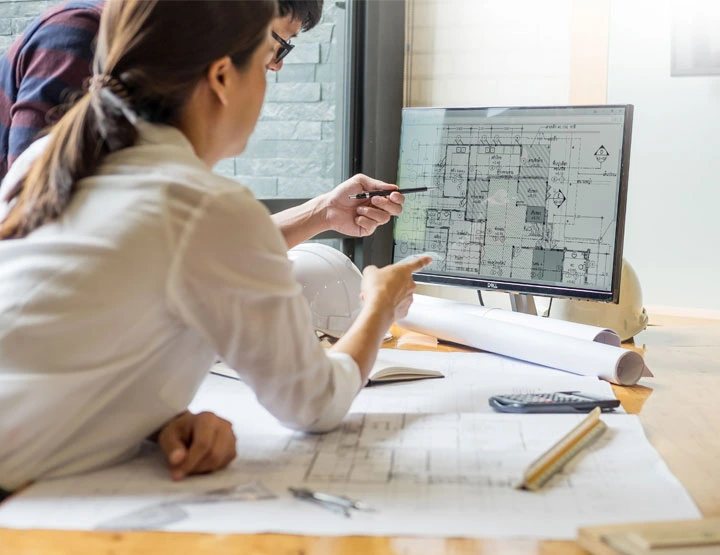 Architect working on event structure blueprints Anchor Industries