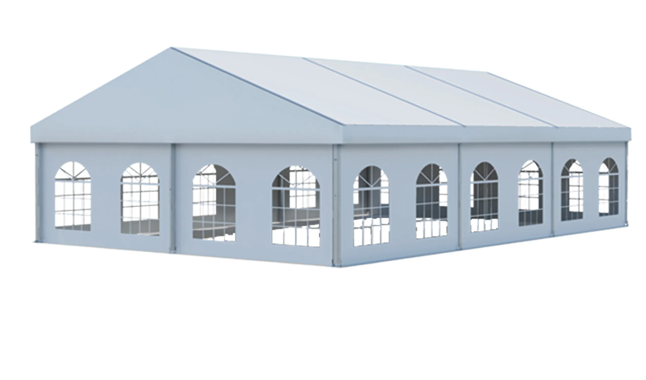 Anchor Industries clear span tent with arched windows rendering