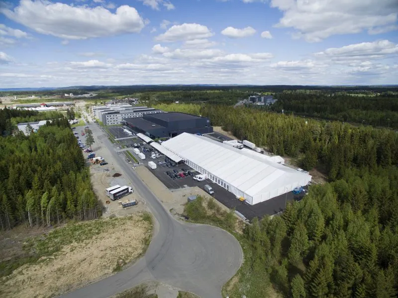 Aerial view of Anchor Industries industrial clear span facility
