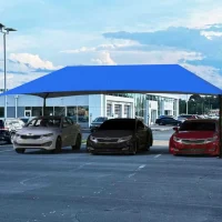 Anchor Industries PERFECTSHADE® car dealership shade structures providing UV protection and enhanced customer experience.