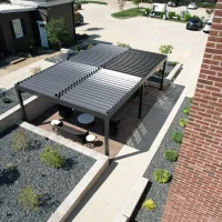 Premium Anchor louvered pergola shipped quickly and installed for an outdoor restaurant patio.